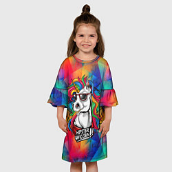 Платье клеш для девочки Единорог хипстер, цвет: 3D-принт — фото 2