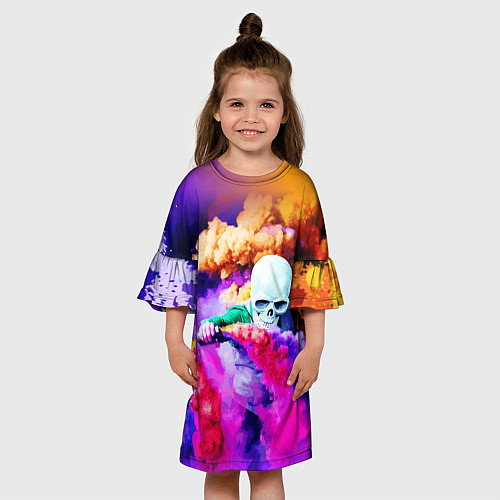 Детское платье Череп в дыму / 3D-принт – фото 3