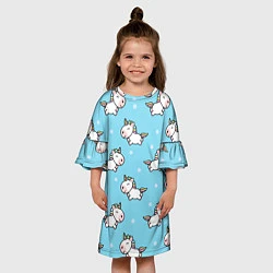 Платье клеш для девочки Единорожки, цвет: 3D-принт — фото 2