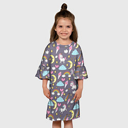 Платье клеш для девочки Сказочный Пони, цвет: 3D-принт — фото 2
