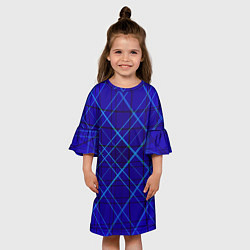 Платье клеш для девочки Сине-черная геометрия 3D, цвет: 3D-принт — фото 2