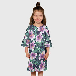 Платье клеш для девочки Тропический цветок, цвет: 3D-принт — фото 2