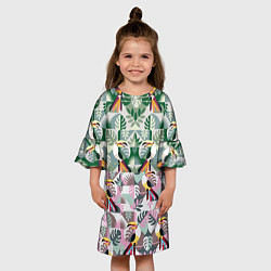 Платье клеш для девочки Туканы, цвет: 3D-принт — фото 2