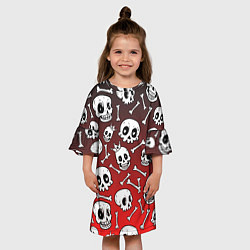 Платье клеш для девочки Черепа, цвет: 3D-принт — фото 2