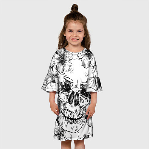 Детское платье Цветочный череп / 3D-принт – фото 3