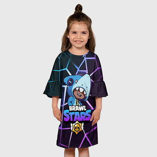 Детское платье Brawl Stars LEON SHARK / 3D-принт – фото 3