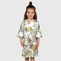 Платье клеш для девочки Тропики хаки, цвет: 3D-принт — фото 2