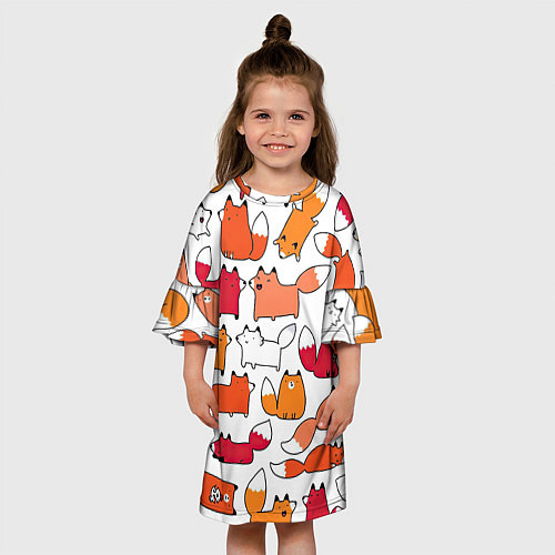 Детское платье Милые лисы / 3D-принт – фото 3