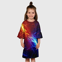Платье клеш для девочки ОГОНЬ ГЛИТЧ, цвет: 3D-принт — фото 2