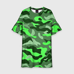 Платье клеш для девочки CAMOUFLAGE GREEN, цвет: 3D-принт