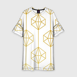 Платье клеш для девочки Геометрический орнамент золото, цвет: 3D-принт