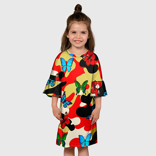 Детское платье Камуфляжные бабочки / 3D-принт – фото 3