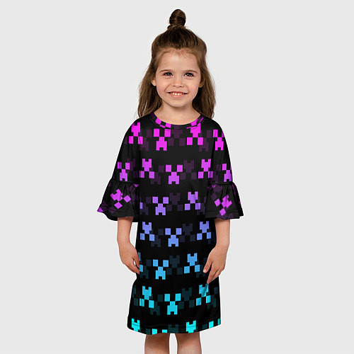 Детское платье MINECRAFT CREEPER NEON / 3D-принт – фото 3