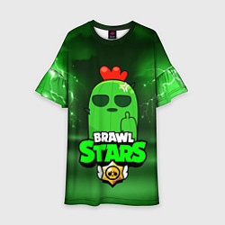 Платье клеш для девочки Brawl Stars SPIKE, цвет: 3D-принт