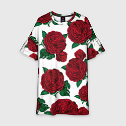 Платье клеш для девочки Винтажные розы, цвет: 3D-принт
