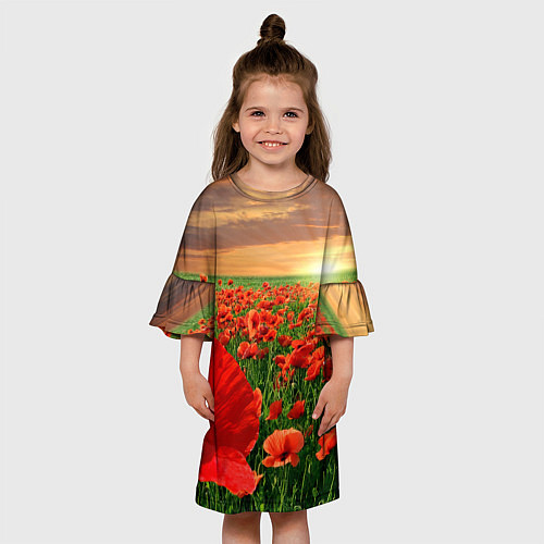 Детское платье Красный мак на закате / 3D-принт – фото 3