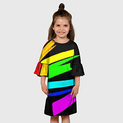 Платье клеш для девочки НЕОНОВЫЕ КРАСКИ, цвет: 3D-принт — фото 2