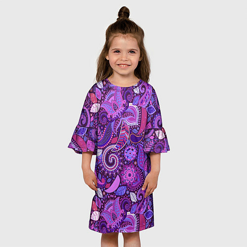 Детское платье Фиолетовый этнический дудлинг / 3D-принт – фото 3