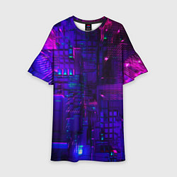 Платье клеш для девочки NEON CUBES, цвет: 3D-принт