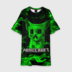 Платье клеш для девочки MINECRAFT CREEPER CAT, цвет: 3D-принт