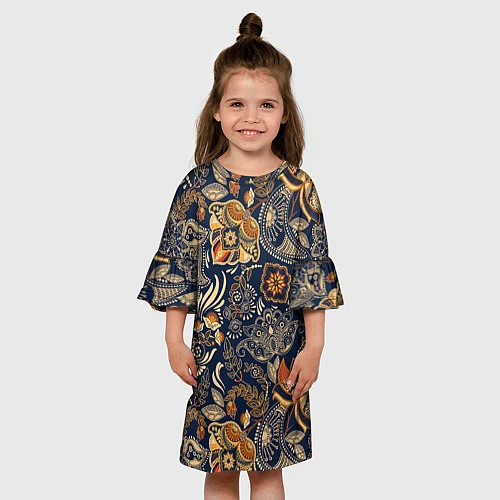 Детское платье Узор орнамент цветы этно / 3D-принт – фото 3