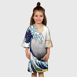 Платье клеш для девочки The great wave off kanagawa, цвет: 3D-принт — фото 2