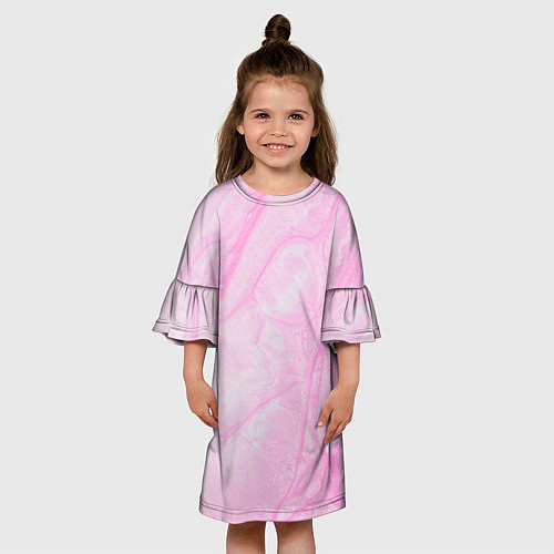 Детское платье Розовые разводы краска зефир / 3D-принт – фото 3
