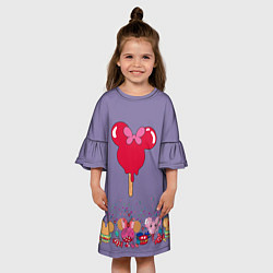Платье клеш для девочки Минни Маус Мороженое, цвет: 3D-принт — фото 2
