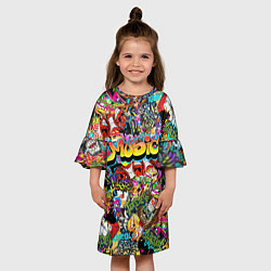 Платье клеш для девочки Граффити Крейзи мьюзик, цвет: 3D-принт — фото 2