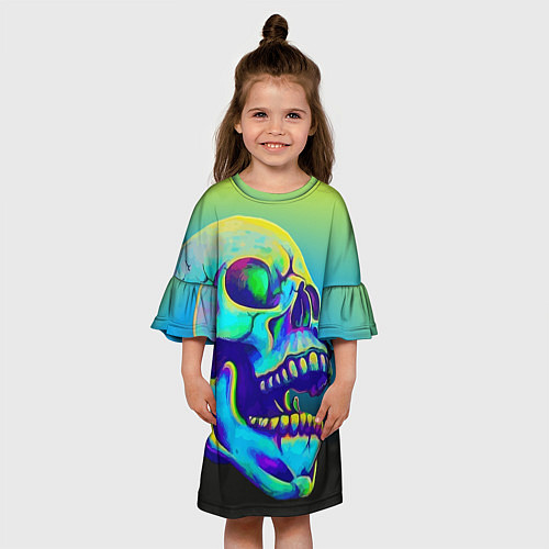 Детское платье Neon skull / 3D-принт – фото 3