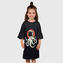 Платье клеш для девочки Космический осьминог Z, цвет: 3D-принт — фото 2