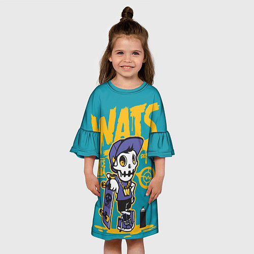 Детское платье Граффити Wats череп в кепке / 3D-принт – фото 3