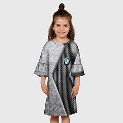Платье клеш для девочки BMW - emblem - metal - texture, цвет: 3D-принт — фото 2