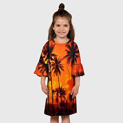 Платье клеш для девочки ТРОПИЧЕСКИЕ ПАЛЬМЫ, цвет: 3D-принт — фото 2