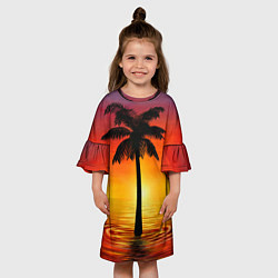 Платье клеш для девочки ТРОПИЧЕСКИЕ ПАЛЬМЫ, цвет: 3D-принт — фото 2
