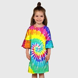 Платье клеш для девочки TIE-DYE СТЕНА, цвет: 3D-принт — фото 2