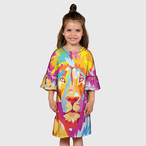 Детское платье Акварельный лев / 3D-принт – фото 3