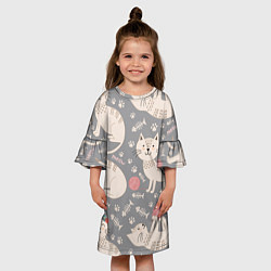 Платье клеш для девочки Милые кошечки, цвет: 3D-принт — фото 2
