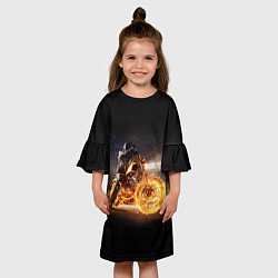 Платье клеш для девочки Fire racer, цвет: 3D-принт — фото 2
