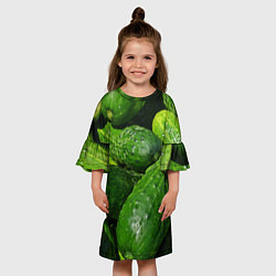 Платье клеш для девочки Огурцы, цвет: 3D-принт — фото 2