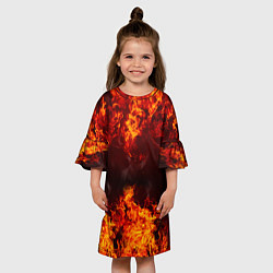 Платье клеш для девочки Огонь, цвет: 3D-принт — фото 2