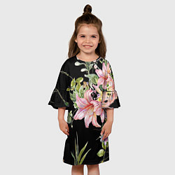 Платье клеш для девочки Букет лилий, цвет: 3D-принт — фото 2