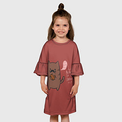Платье клеш для девочки Котик любит печеньки, цвет: 3D-принт — фото 2