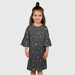 Платье клеш для девочки Снежинки и звёзды, цвет: 3D-принт — фото 2