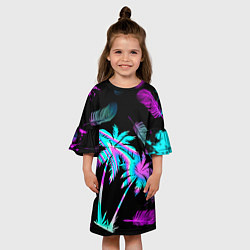 Платье клеш для девочки Неоновое лето, цвет: 3D-принт — фото 2