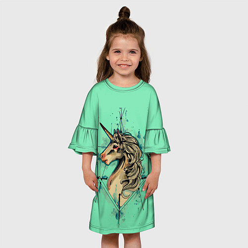 Детское платье Единорог акварель / 3D-принт – фото 3