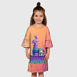 Платье клеш для девочки Fortnite Lama, цвет: 3D-принт — фото 2