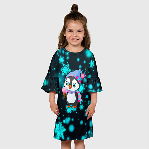 Детское платье Новогодний пингвин / 3D-принт – фото 3