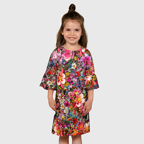 Детское платье Разные цветы / 3D-принт – фото 3