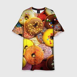 Платье клеш для девочки Сладкие пончики, цвет: 3D-принт